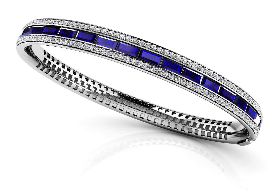 Impeccable Diamond and Gemstone Bangle Bracelet