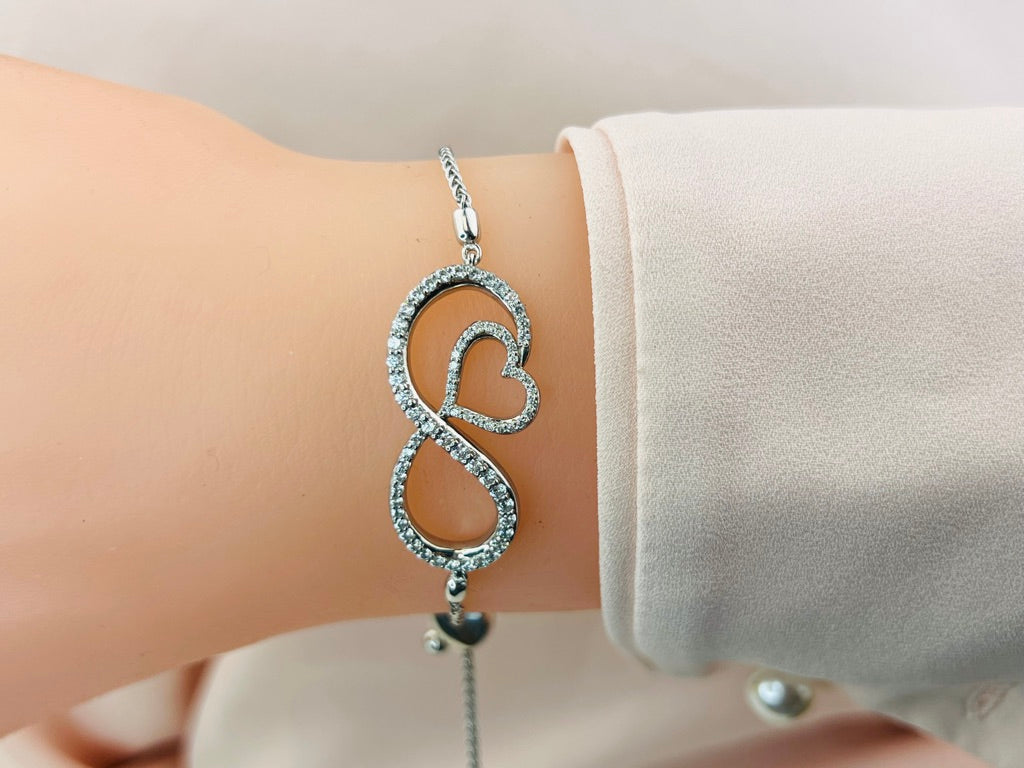 Infinite Love Diamond Heart Adjustable Bracelet