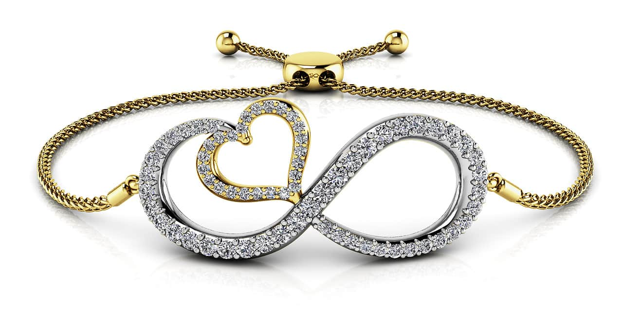 Infinite Love Diamond Heart Adjustable Bracelet