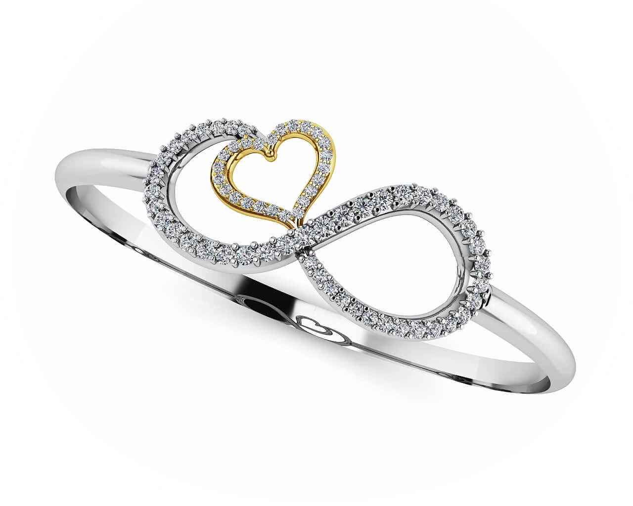 Infinite Love Diamond Heart Bangle Bracelet