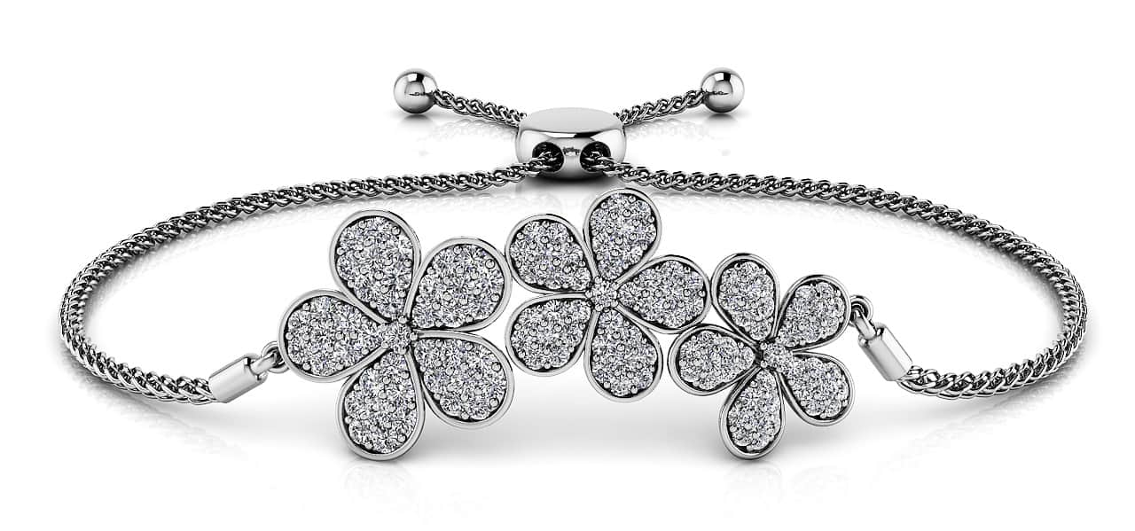 Three Flower Diamond Adjustable Bracelet