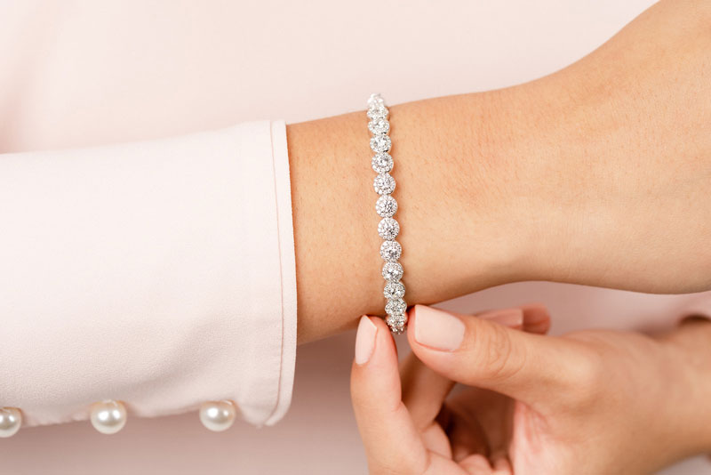 Divinely Dazzling Halo Bangle Bracelet