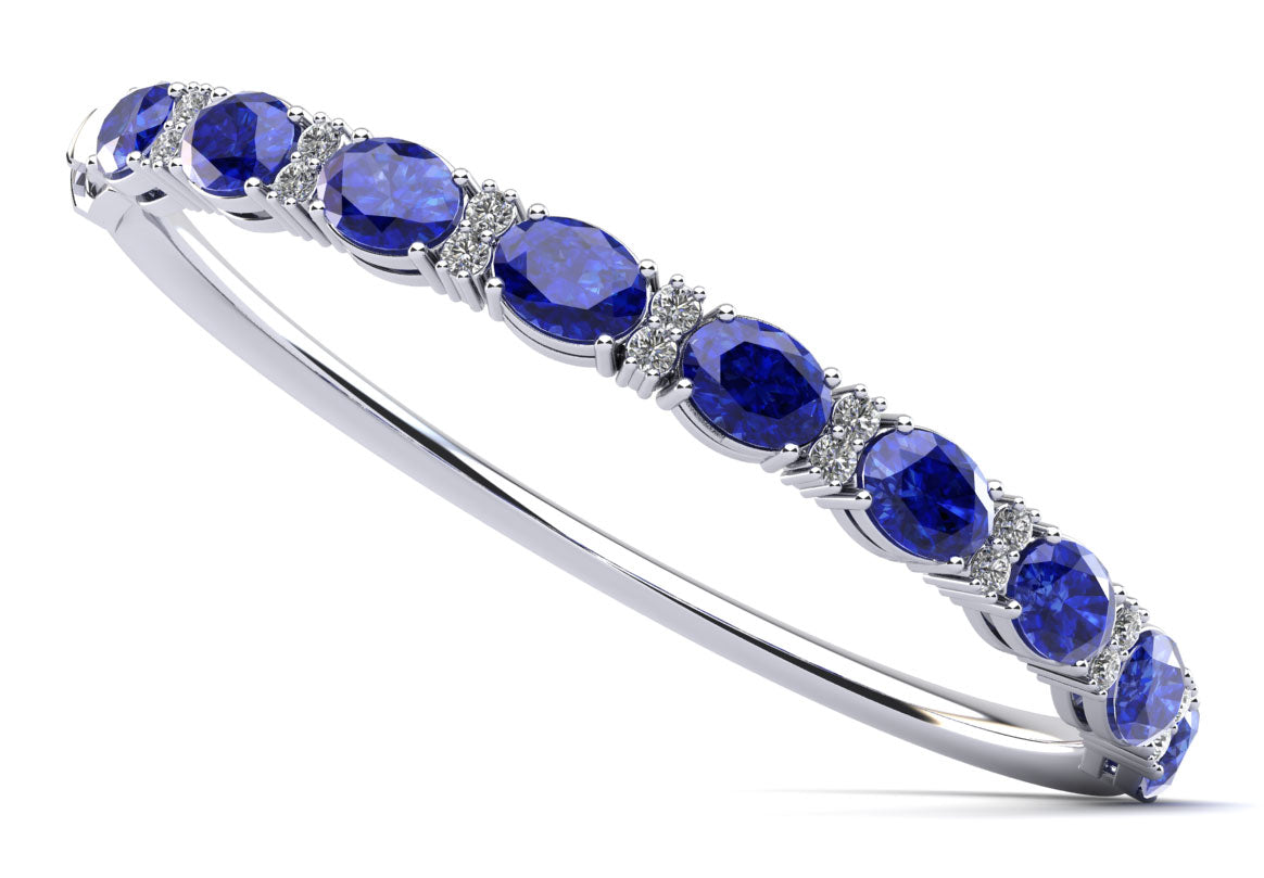 Oval and Rounds Diamond and Gemstone Bangle