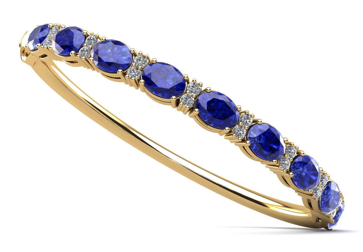 Oval and Rounds Diamond and Gemstone Bangle