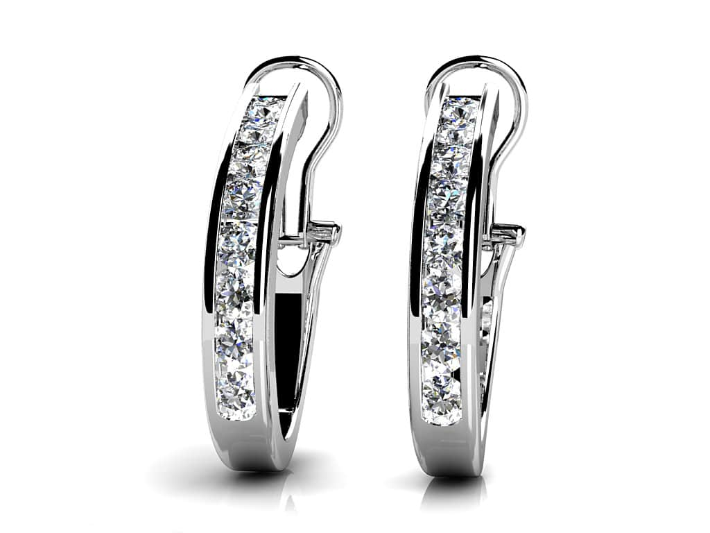 Channel Set Diamond Hoop Earrings