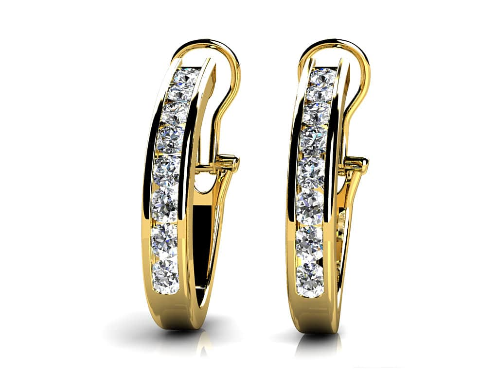 Channel Set Diamond Hoop Earrings