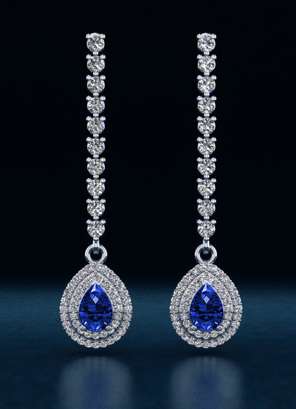 Radiant Beauty Diamond And Gem Pear Drop Earrings