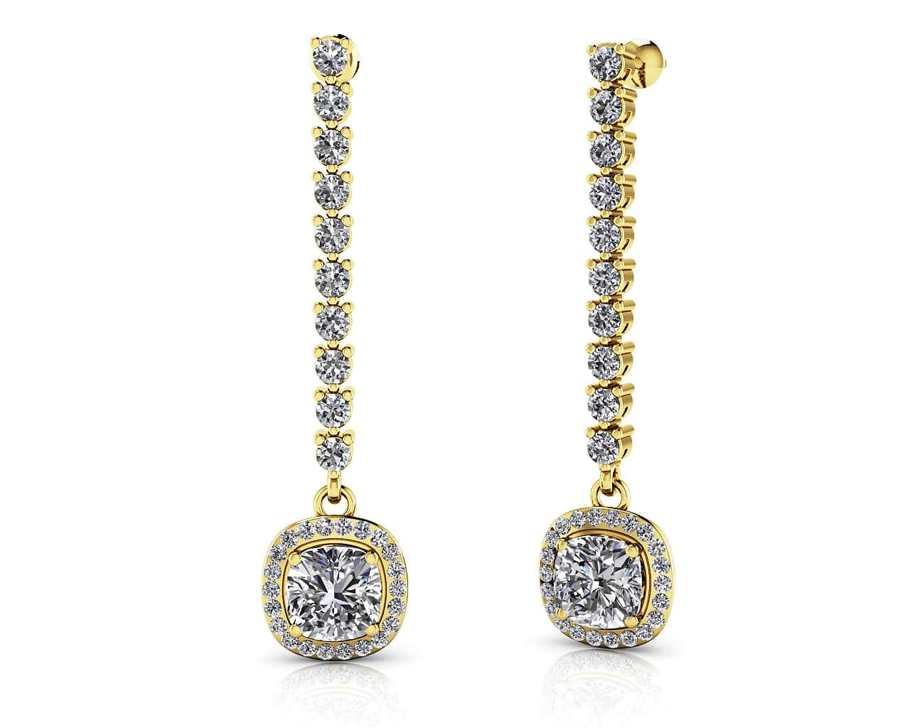 Modern Elegance Cushion Cut Diamond Drop Earrings