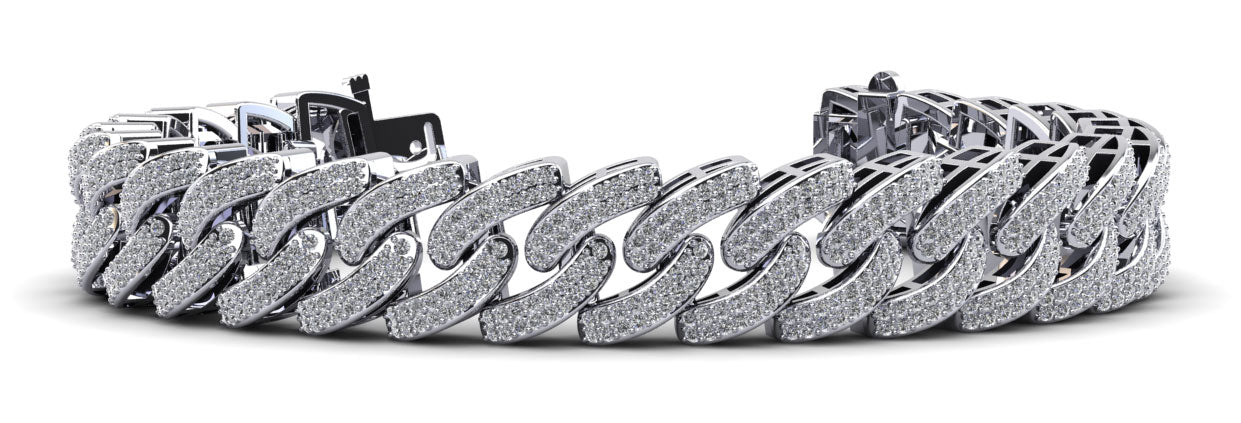 Cuban Link Two Rows Diamond Bracelet