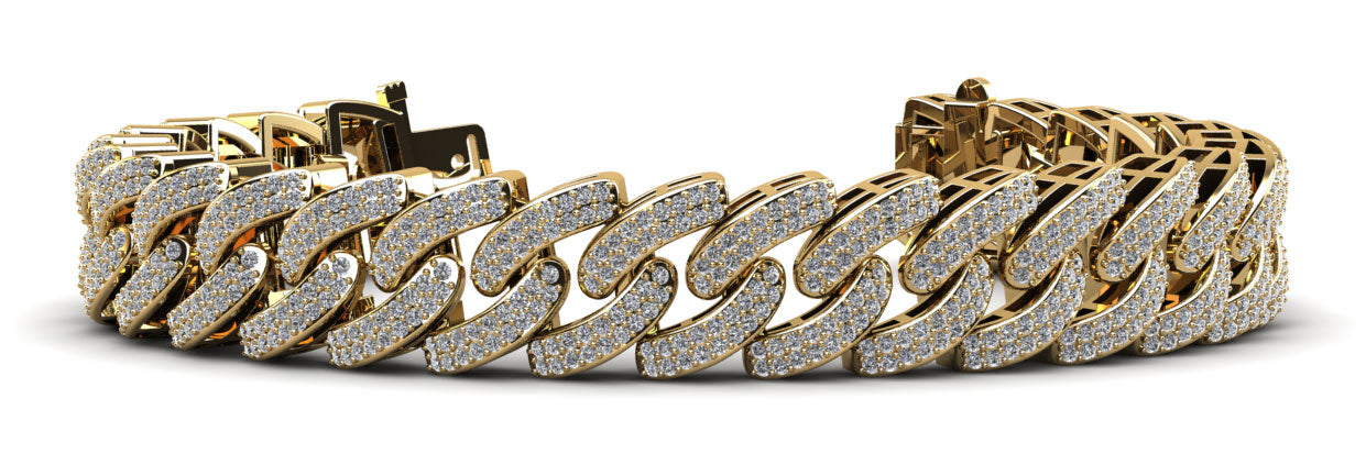 Cuban Link Two Rows Diamond Bracelet