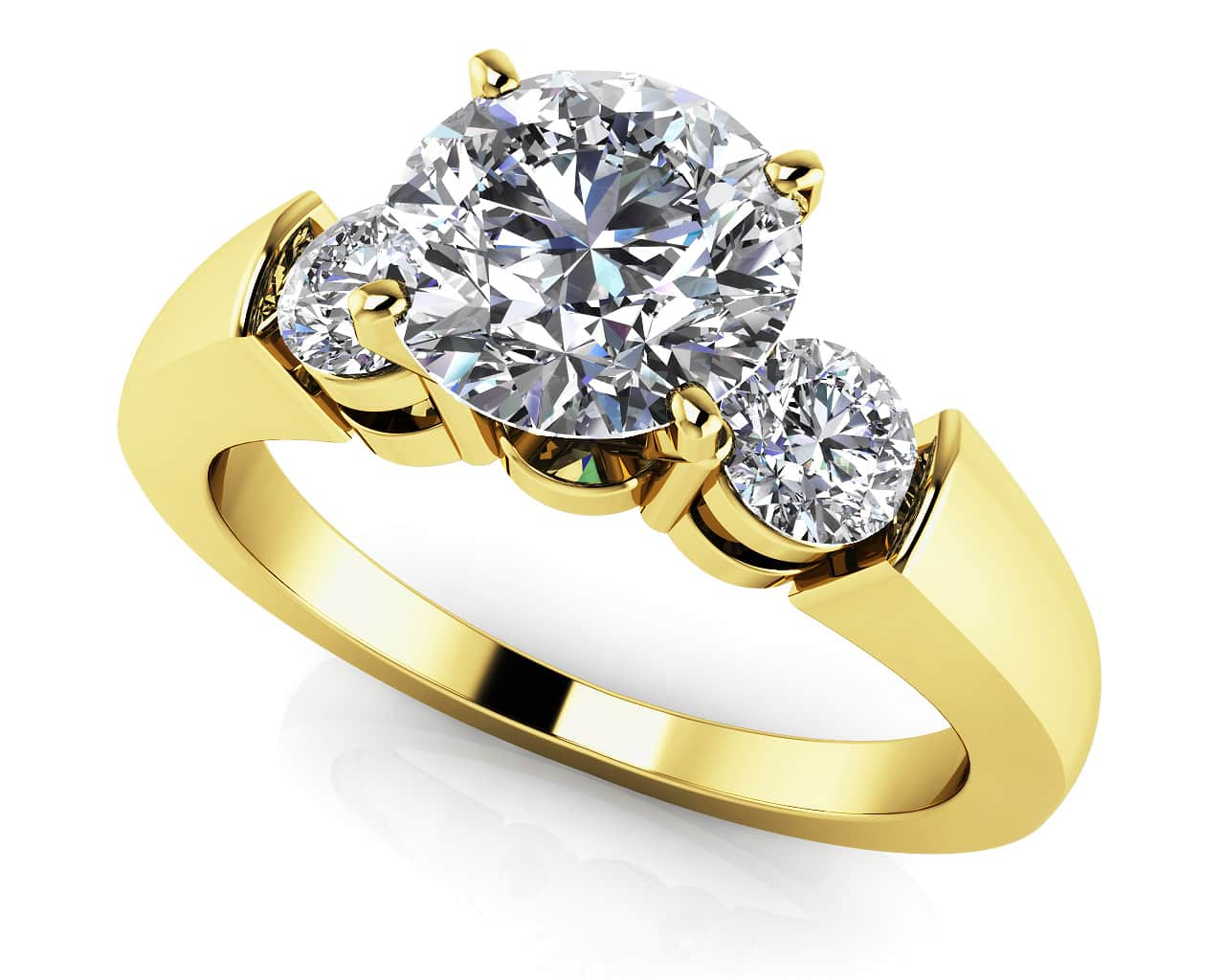 Triple Diamond Engagement Ring