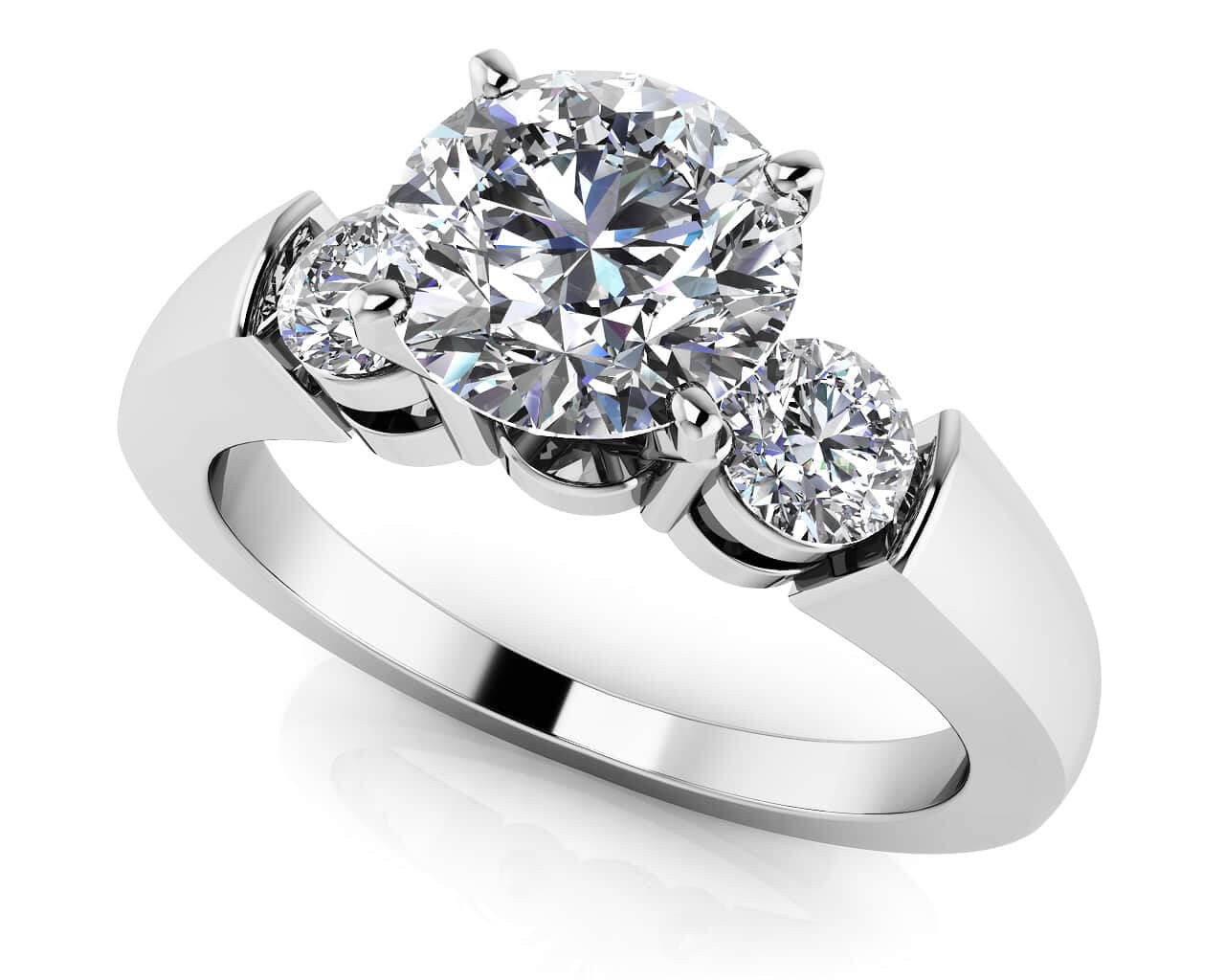 Triple Diamond Engagement Ring