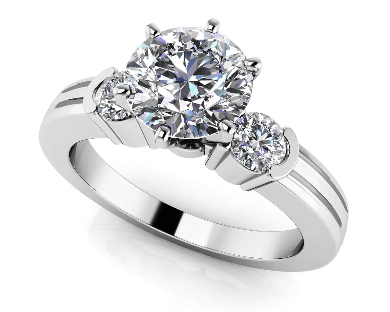 Ridged Diamond Side Accent Solitaire