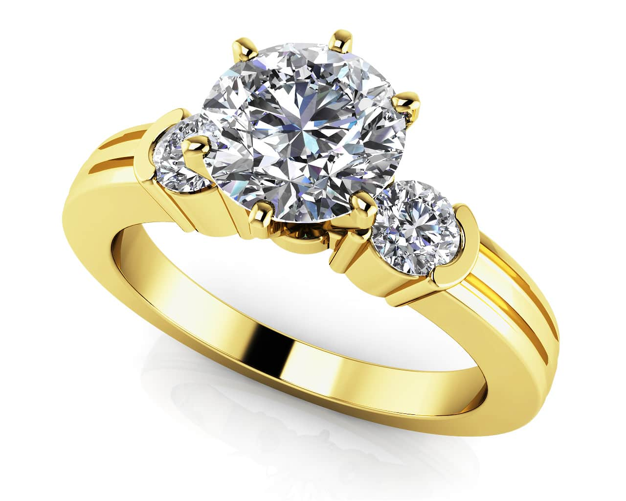 Ridged Diamond Side Accent Solitaire