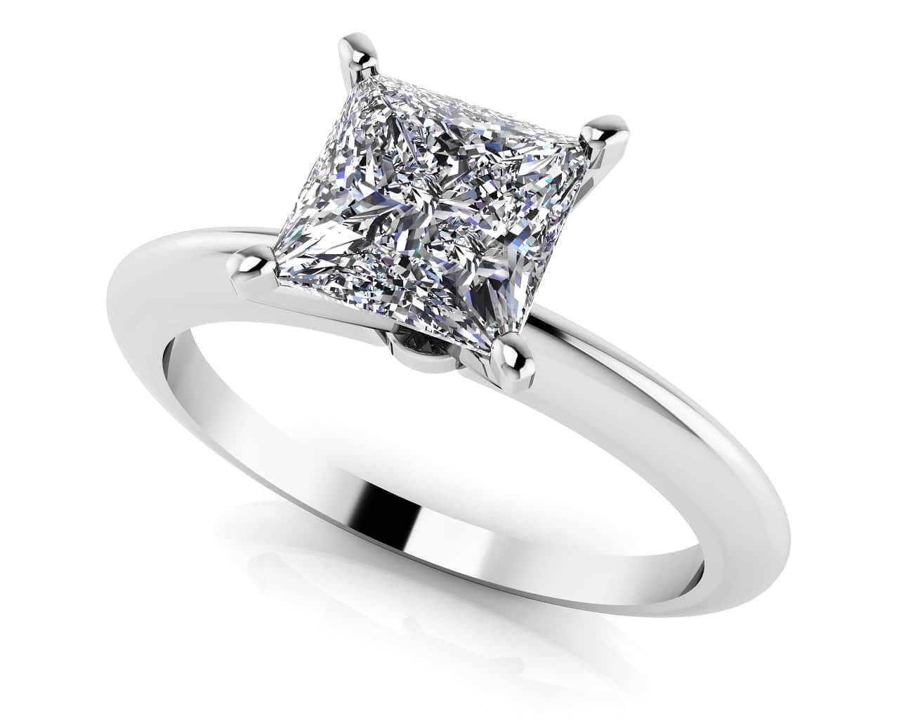 Perfect Princess Cut Diamond Solitaire Engagement Ring