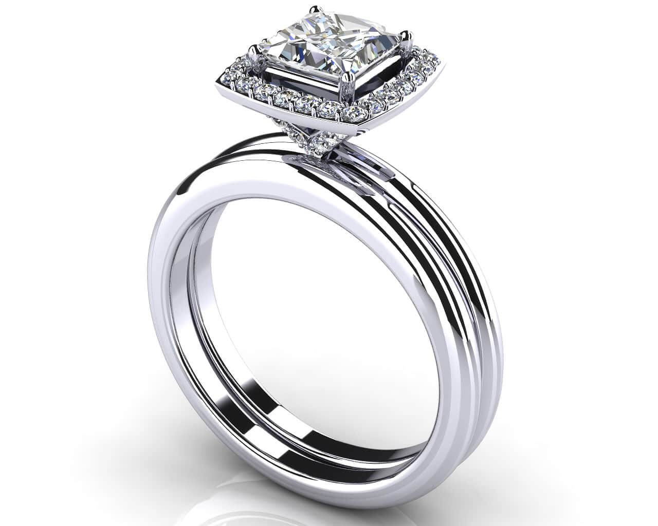 Radiant Princess Cut Diamond Wedding Set