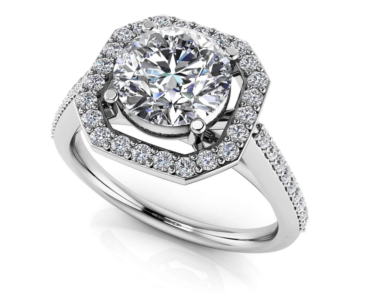 Octagon Prong Set Diamond Engagement Ring