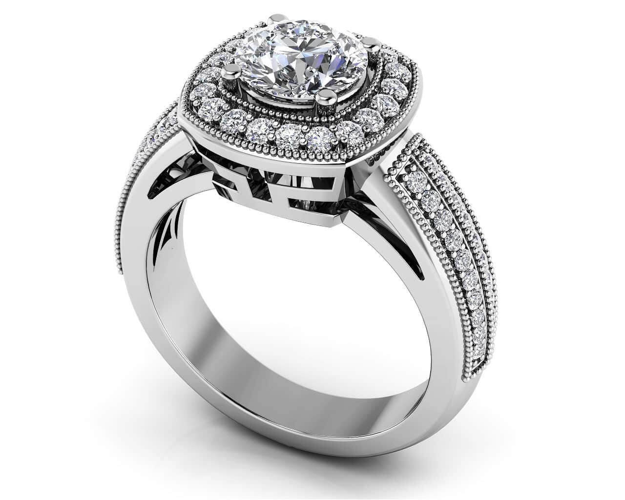 Double Row Regency Diamond Engagement Ring