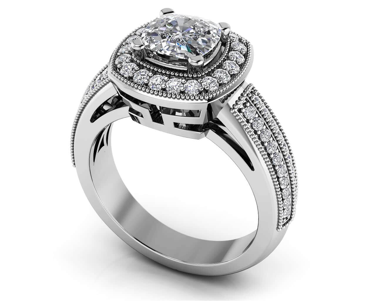 Vintage Inspired Cushion Cut Engagement Ring