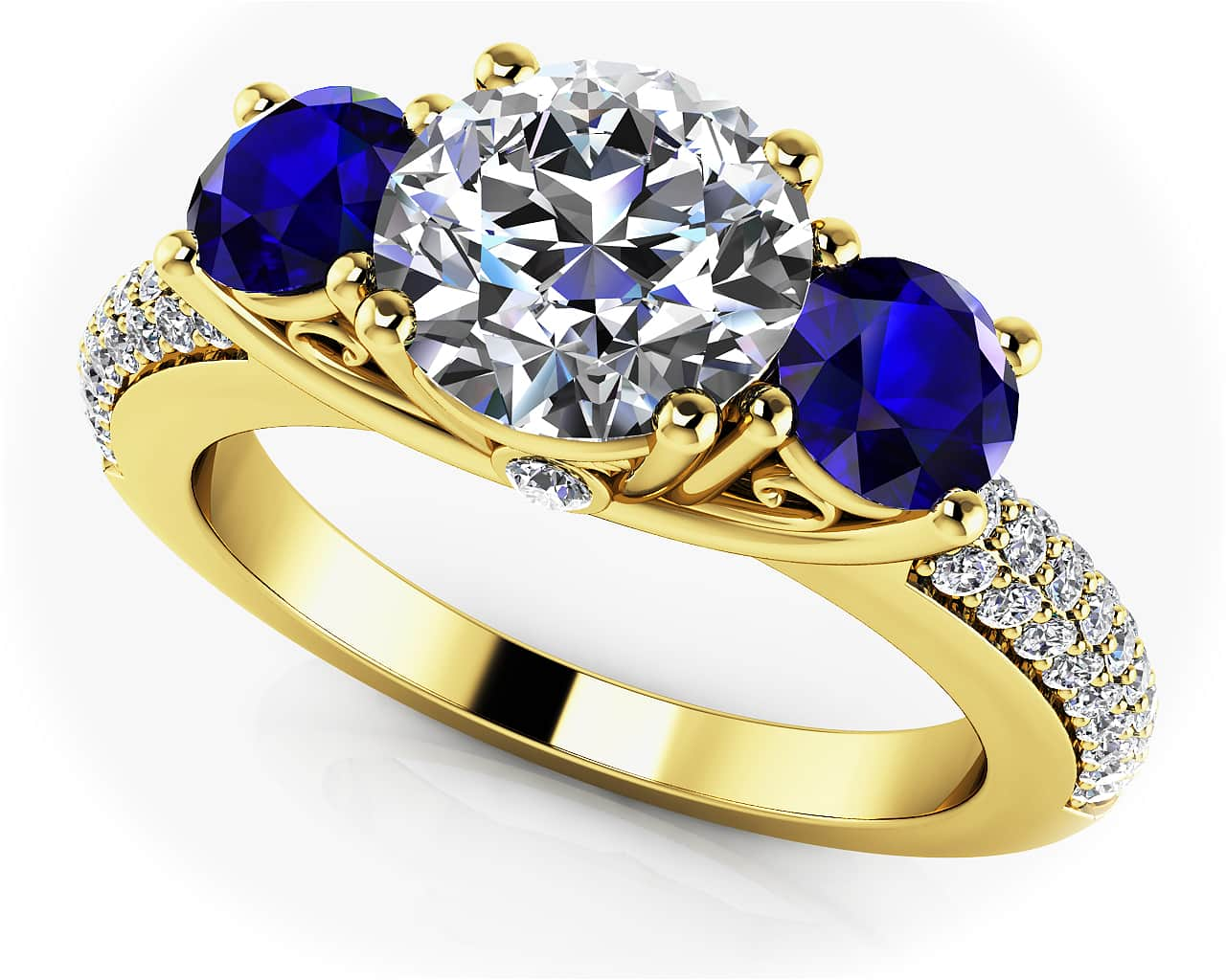 Sparkling Love Three Stone Ring With Diamonds