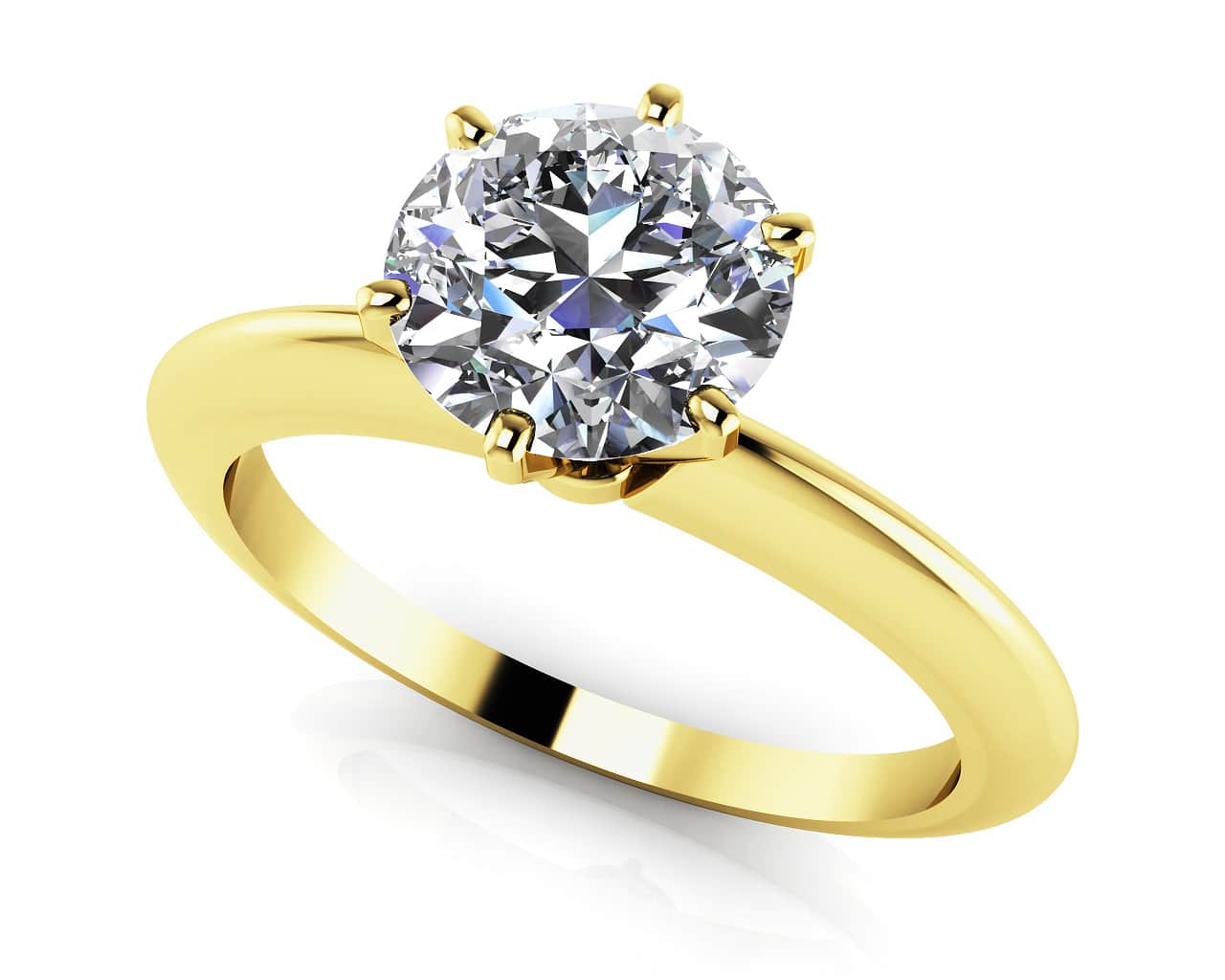 Six Prong Round Diamond Solitaire Ring