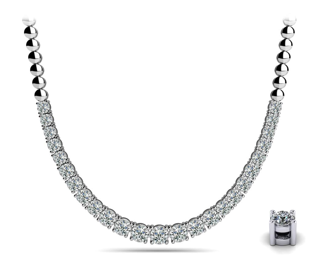 Graduated Diamond Necklace With Shiny Links