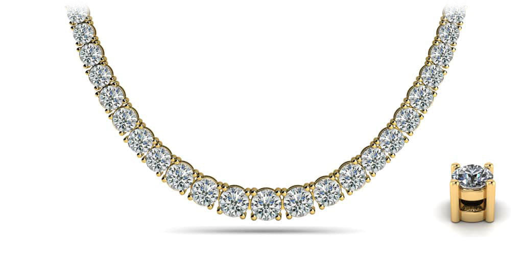 Graduated Diamond Necklace With Shiny Links