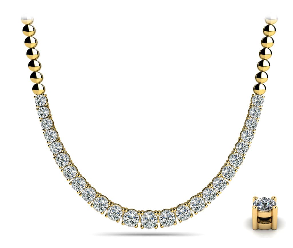 Graduated Diamond Necklace With Shiny Links