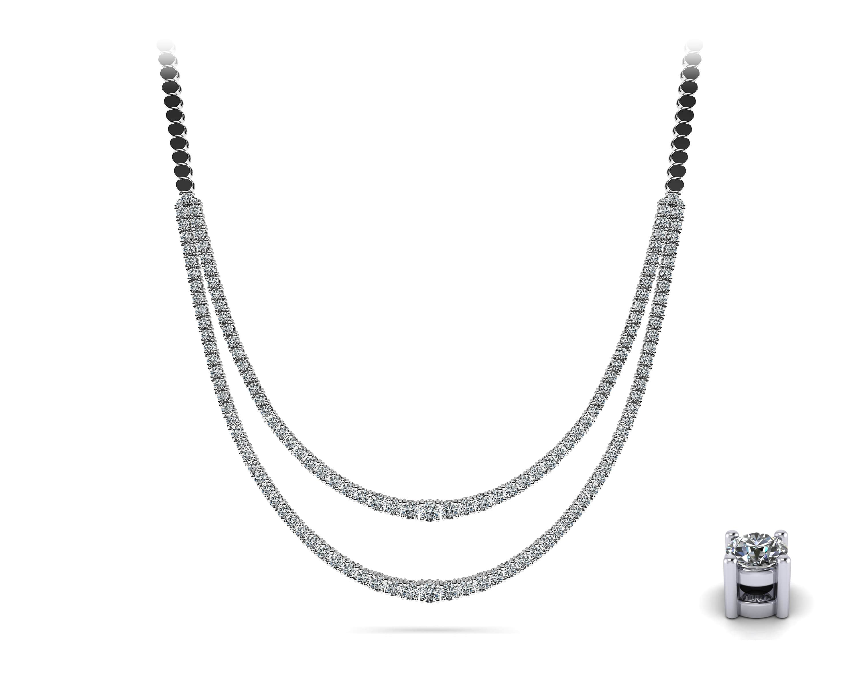 Spectacular Double Strand Diamond Tennis Necklace