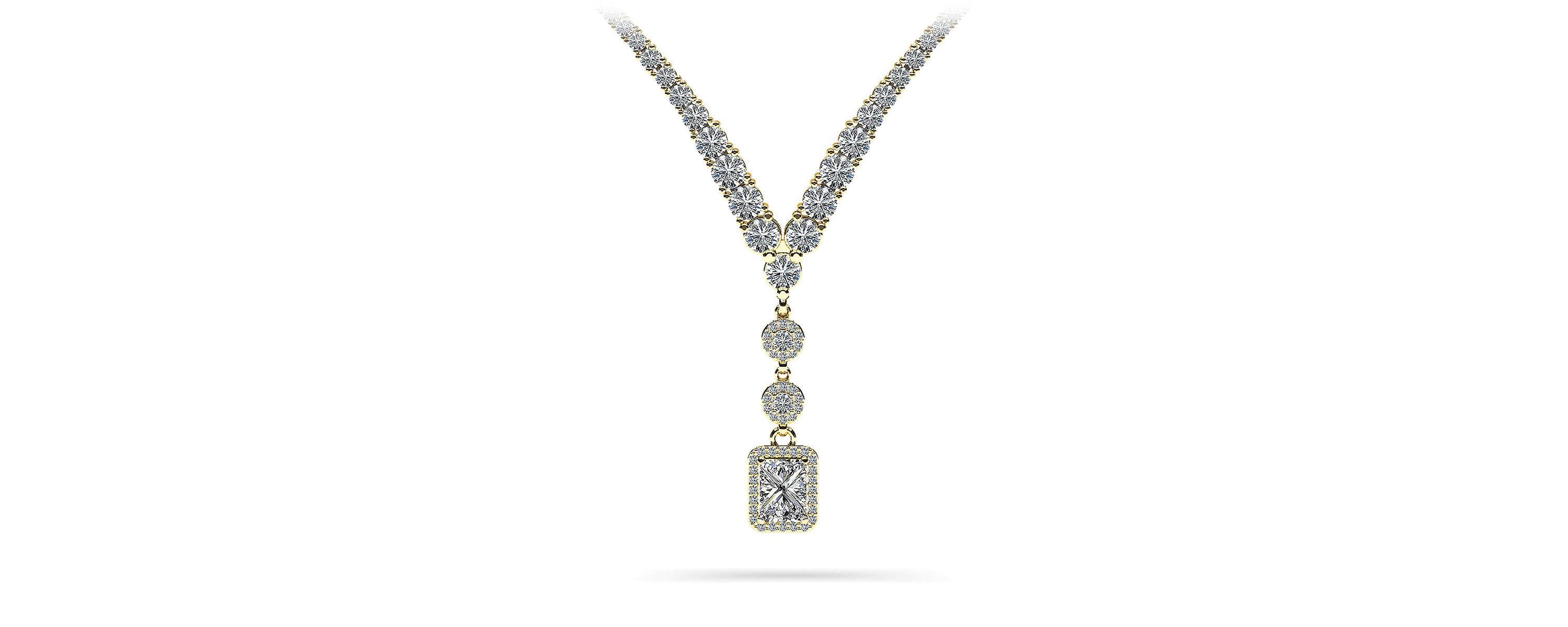 Extravagant Diamond Pendant 2 Row 4 Prong Necklace