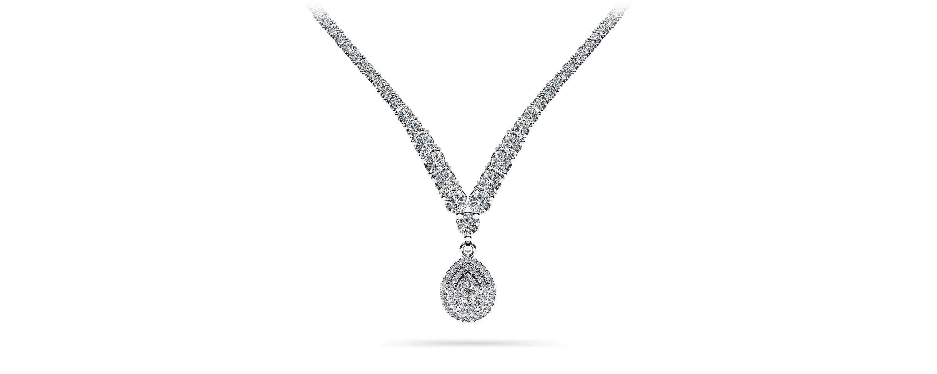 4 Prong Double Strand V Drop Diamond Necklace