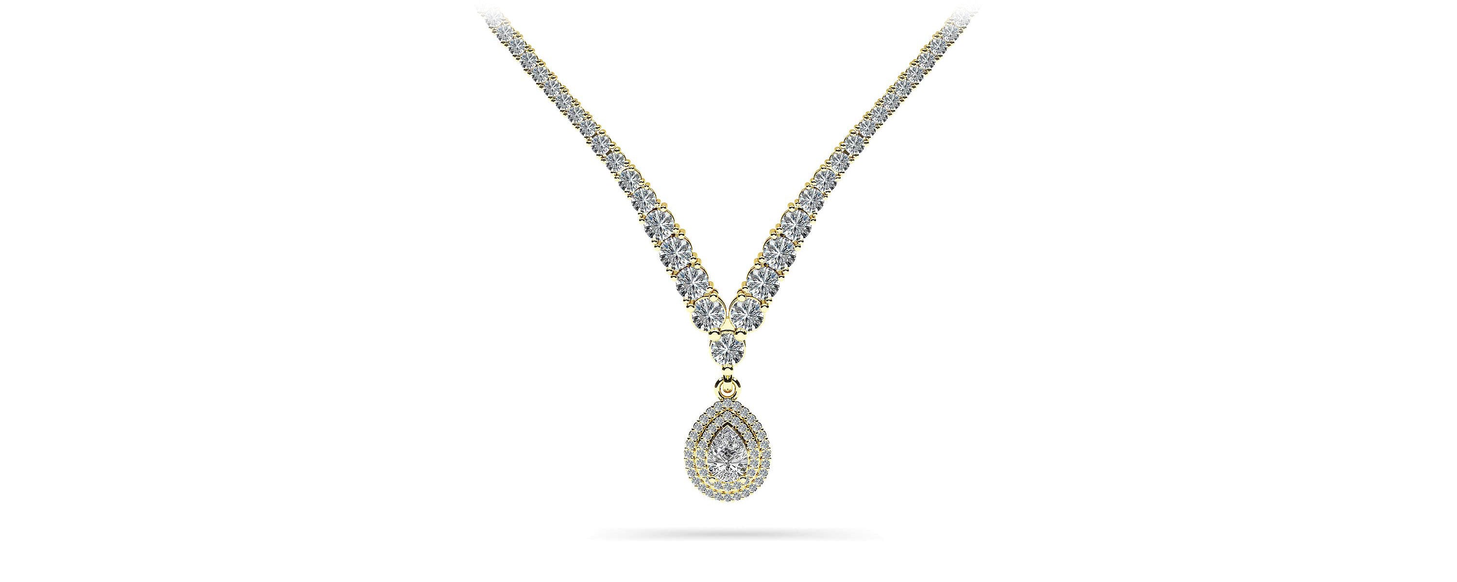 4 Prong Double Strand V Drop Diamond Necklace