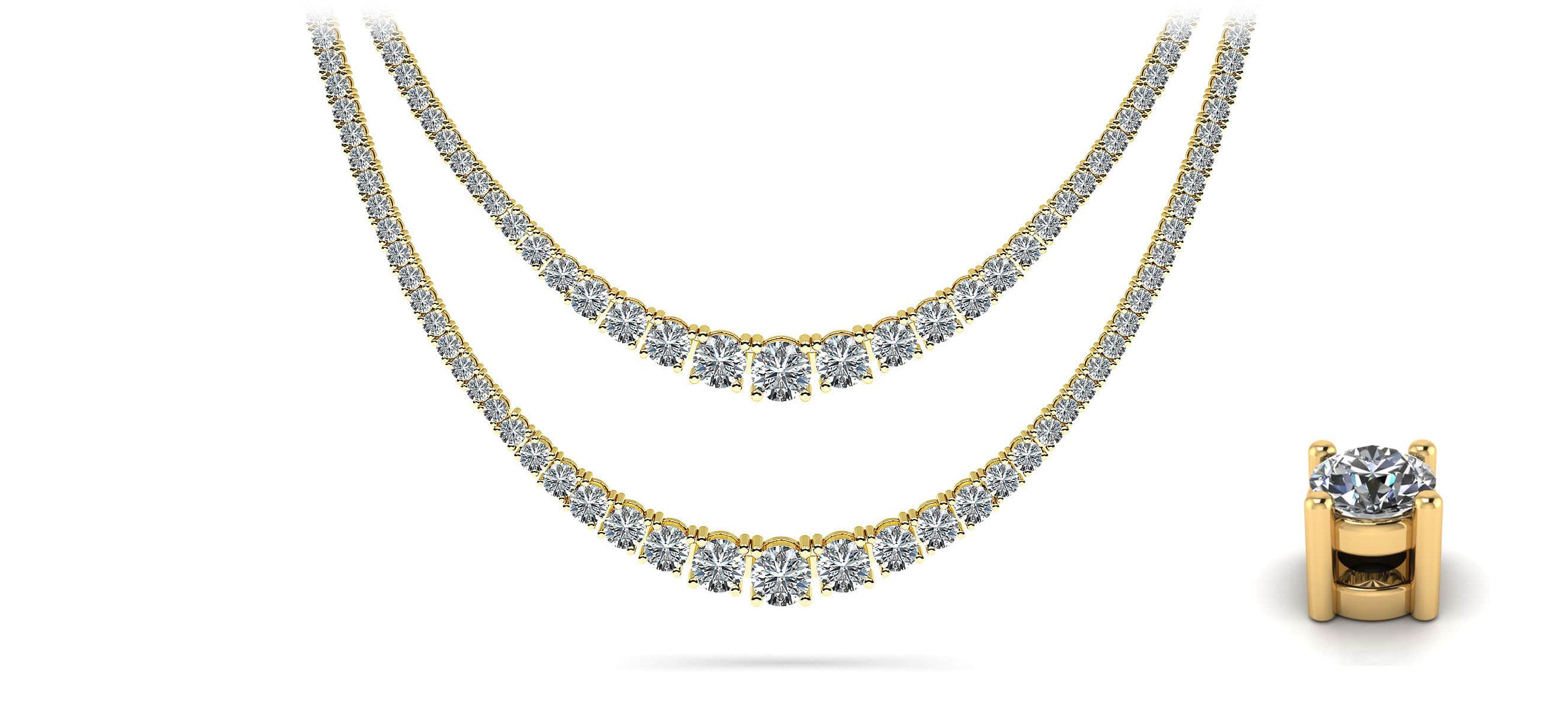 4 Prong Double Strand Graduated Diamond Necklace