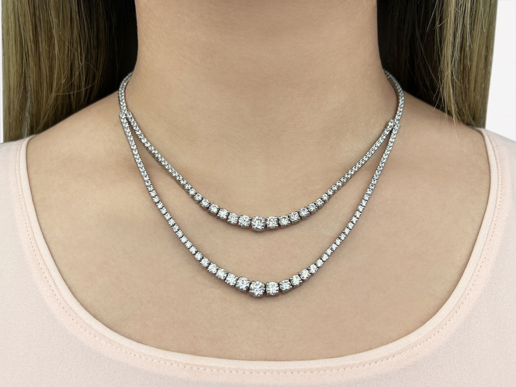 4 Prong Double Strand Graduated Diamond Necklace