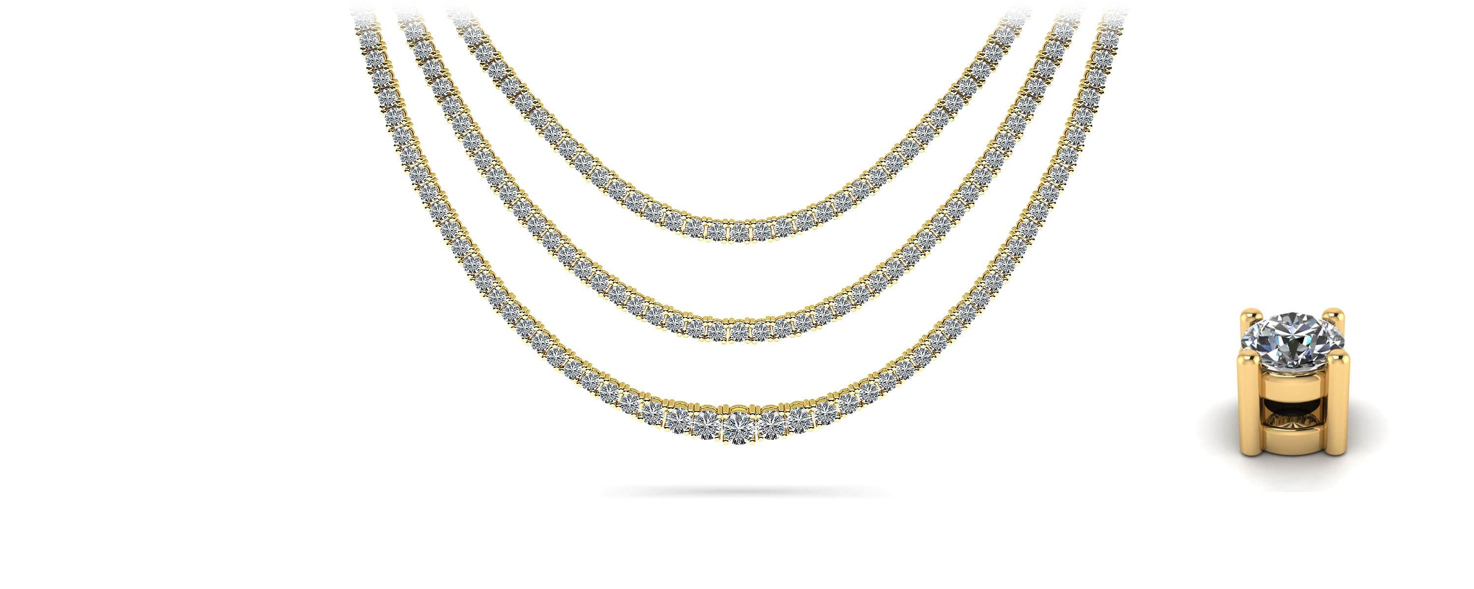 Decadent Triple Strand Diamond Tennis Necklace