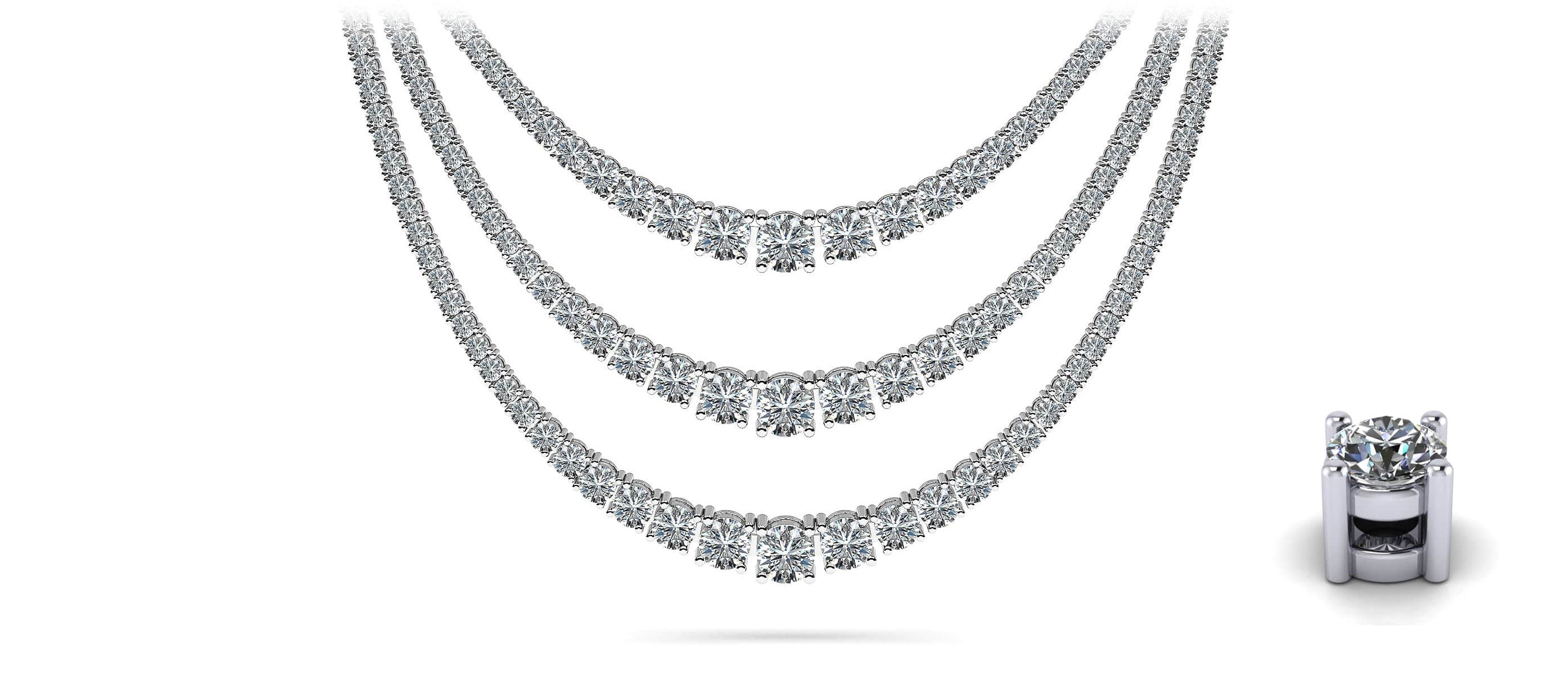 4 Prong Triple Strand Graduated Diamond Necklace