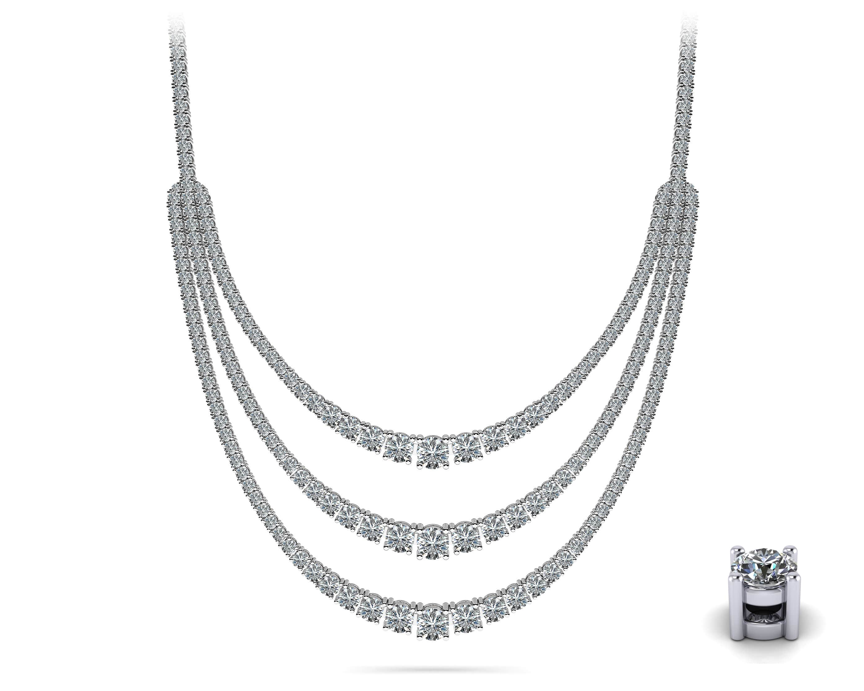 4 Prong Triple Strand Graduated Diamond Necklace