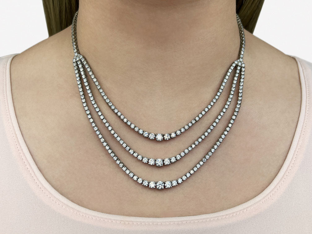 4 Prong Triple Strand Graduated Diamond Necklace