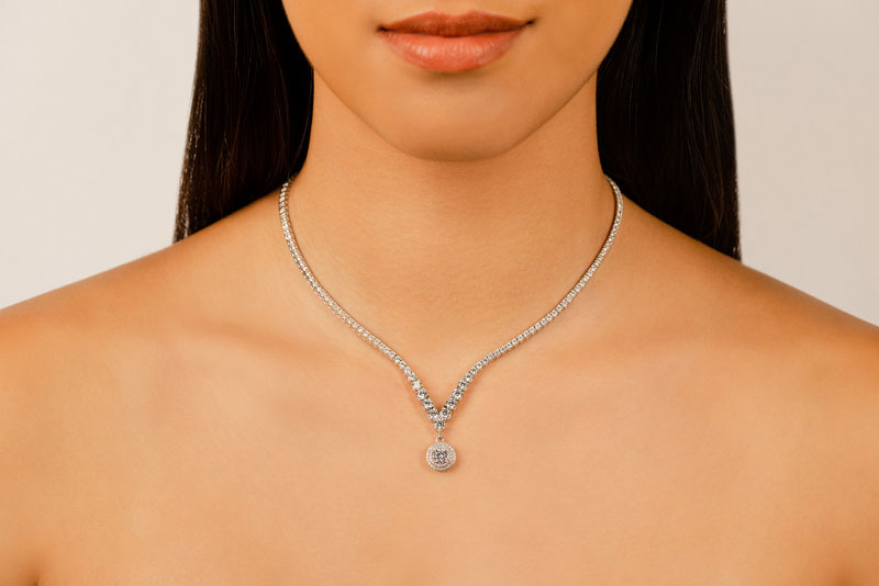 Remarkable Plunging V Neck Diamond Necklace