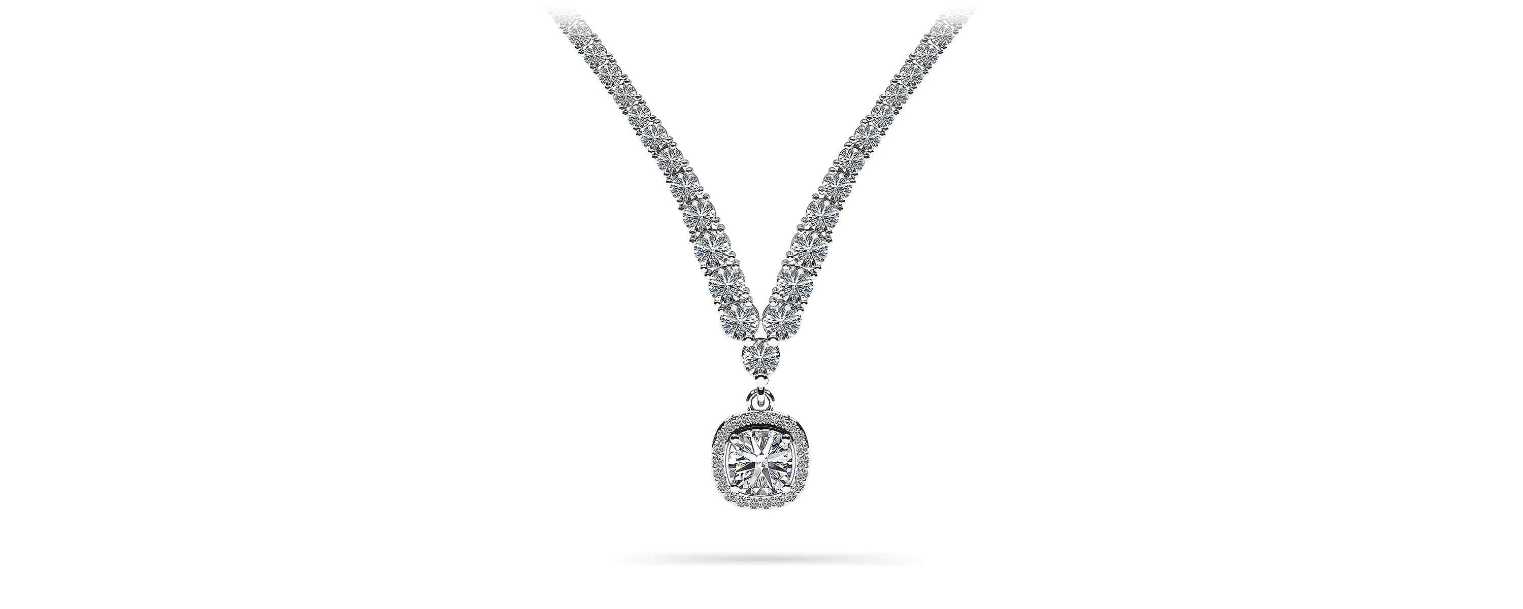 Ravishing Cushion Cut 4 Prong V Necklace