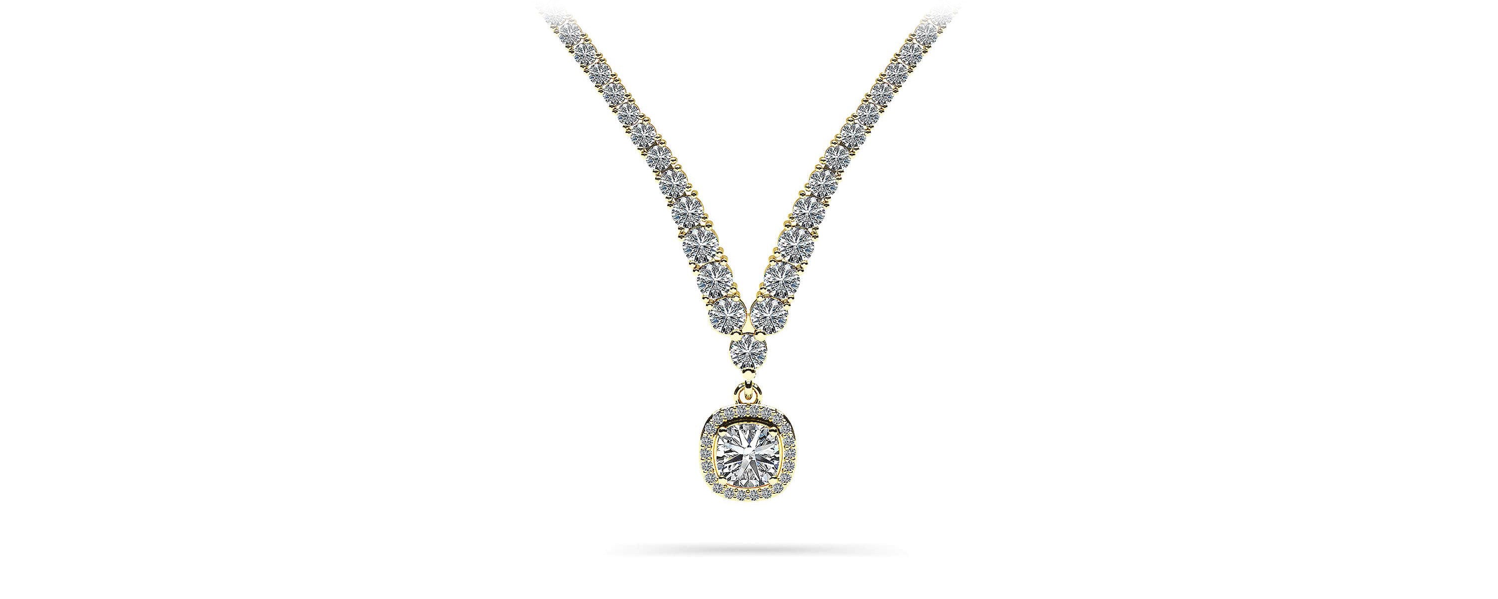 Ravishing Cushion Cut 4 Prong V Necklace