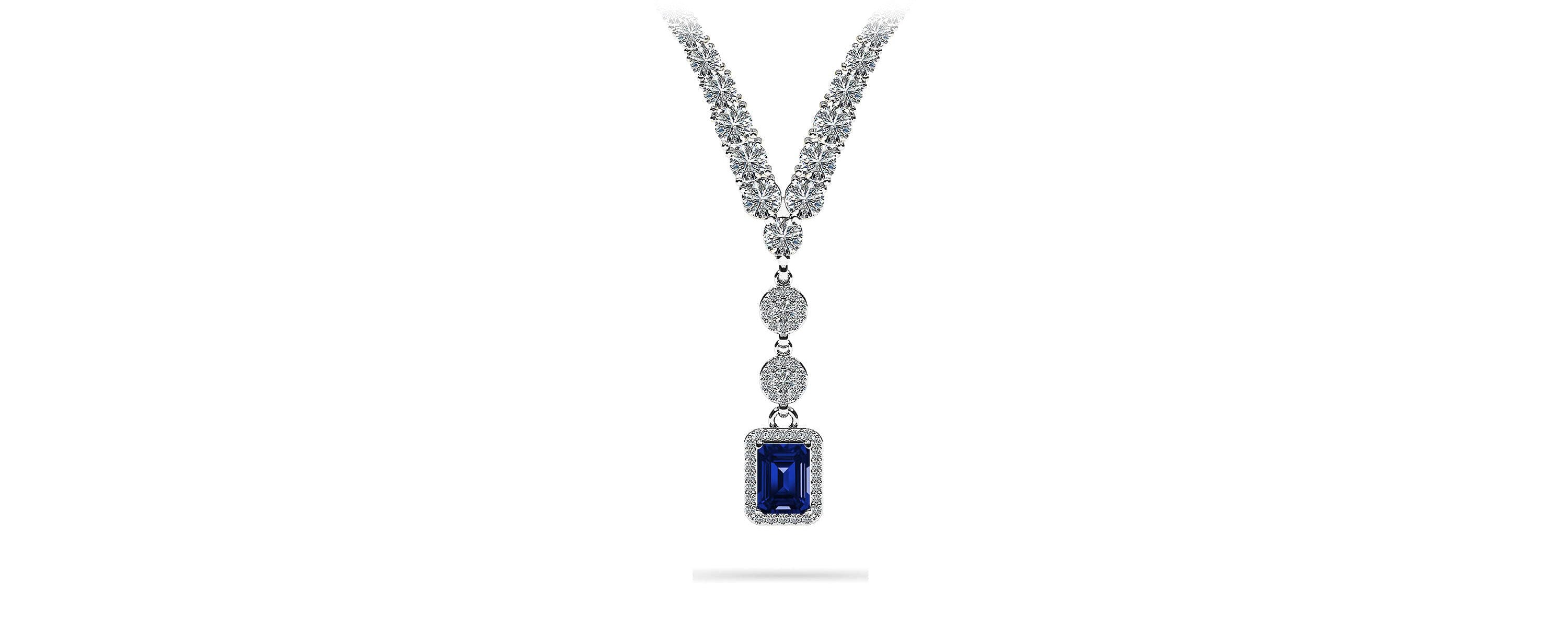 Extravagant Gemstone Pendant 4 Prong V Necklace