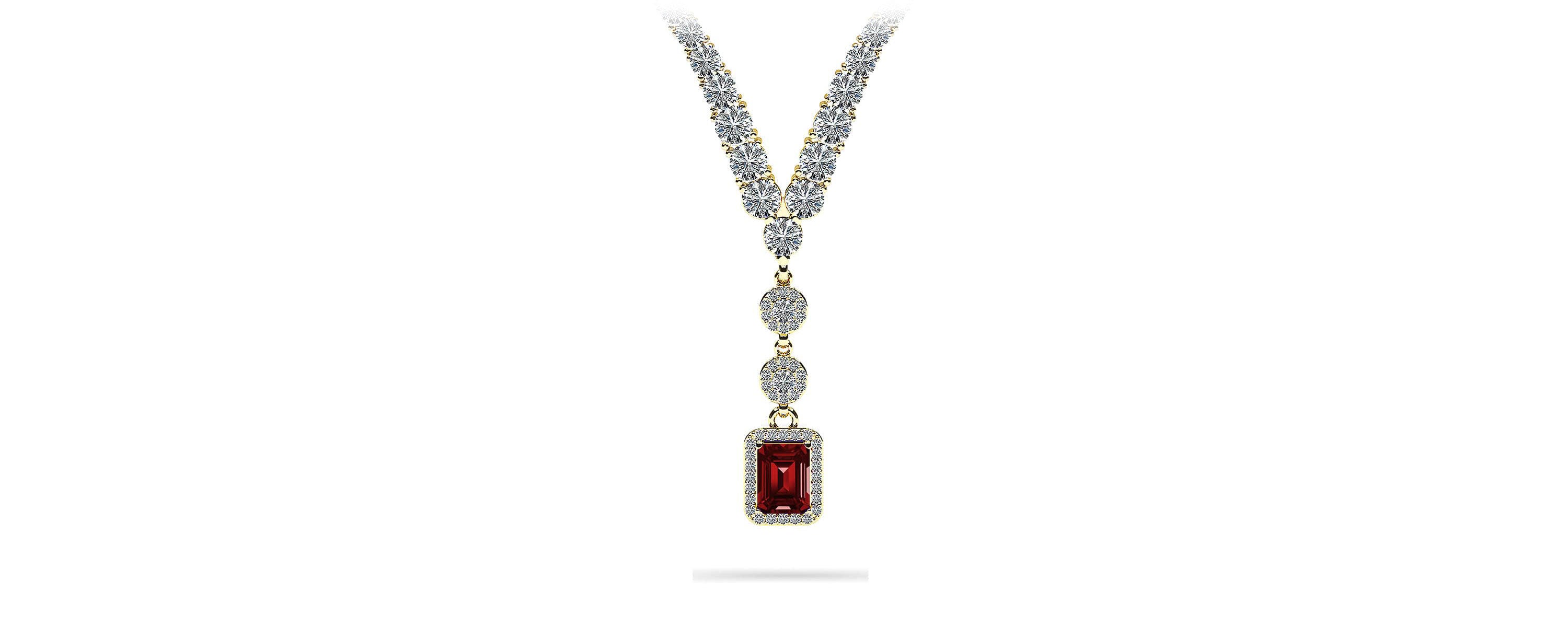 Extravagant Gemstone Pendant 4 Prong V Necklace