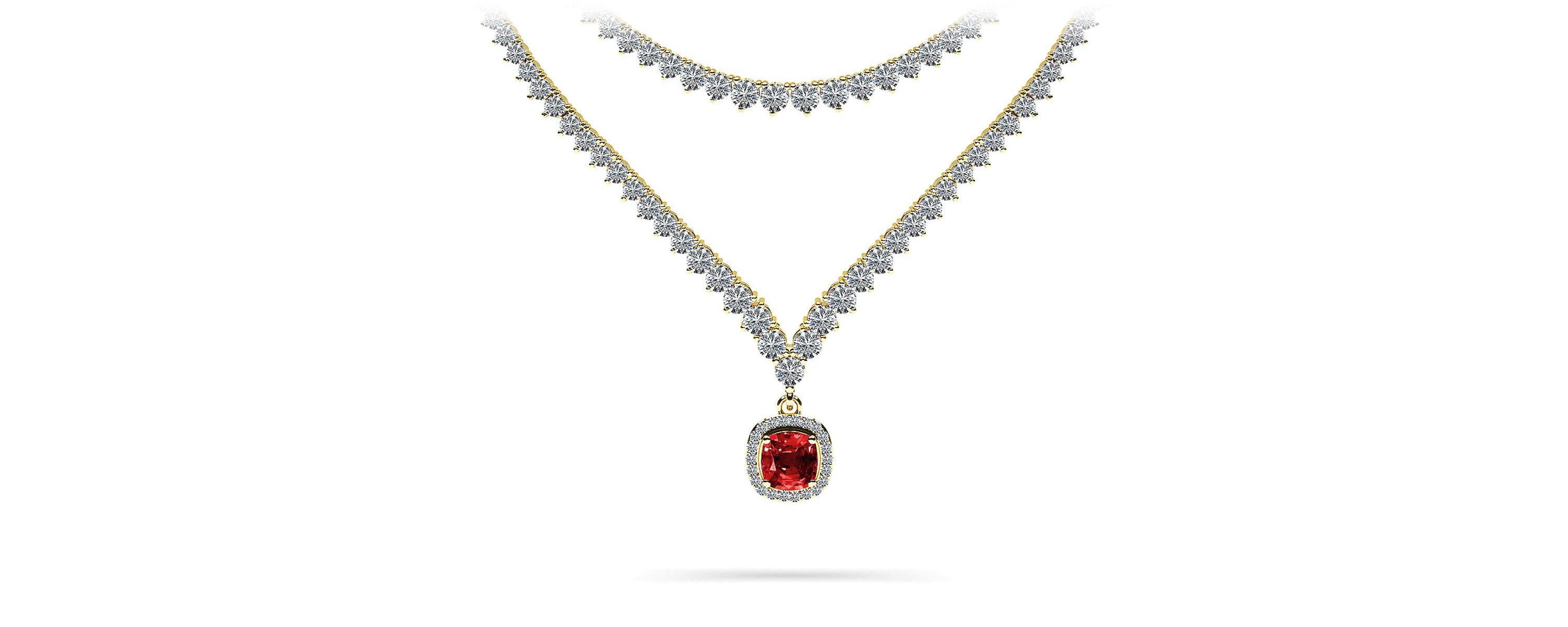 Ravishing Cushion Cut 2 Row 3 Prong Necklace