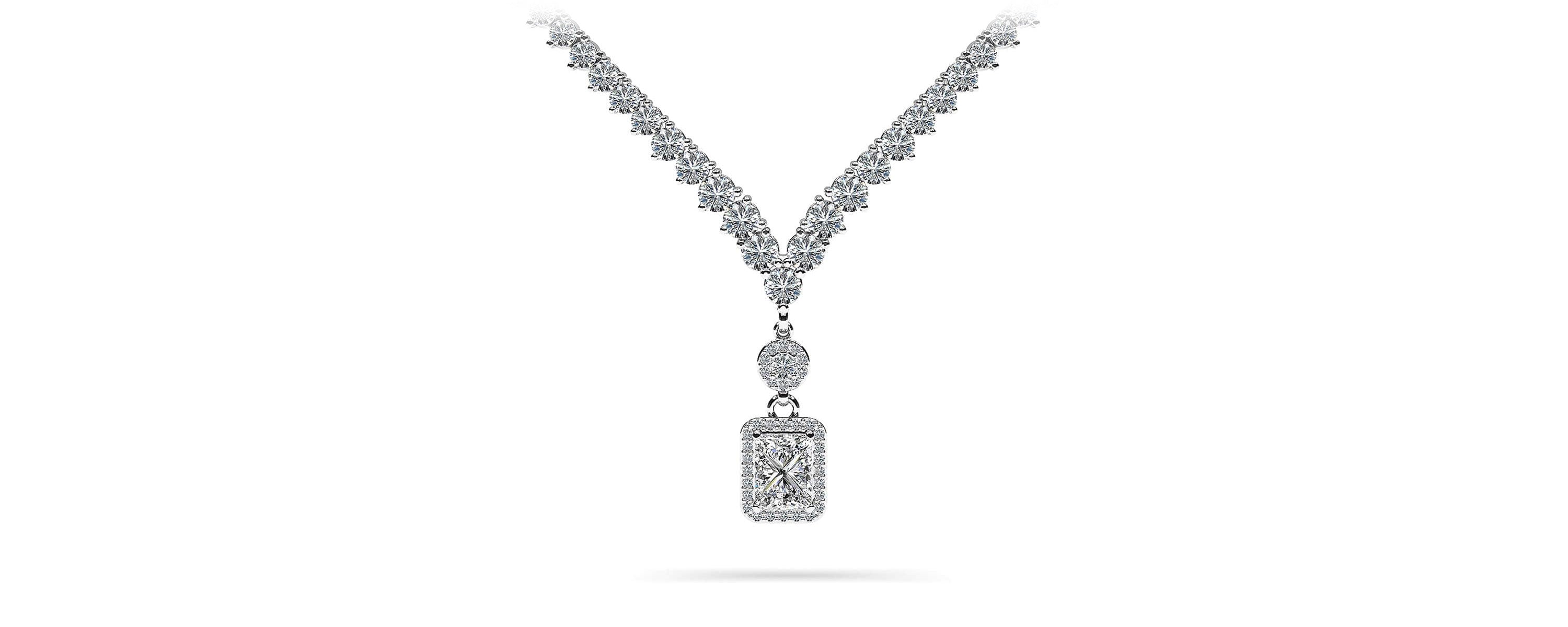 Love Spell Diamond Pendant 2 Row 3 Prong Necklace