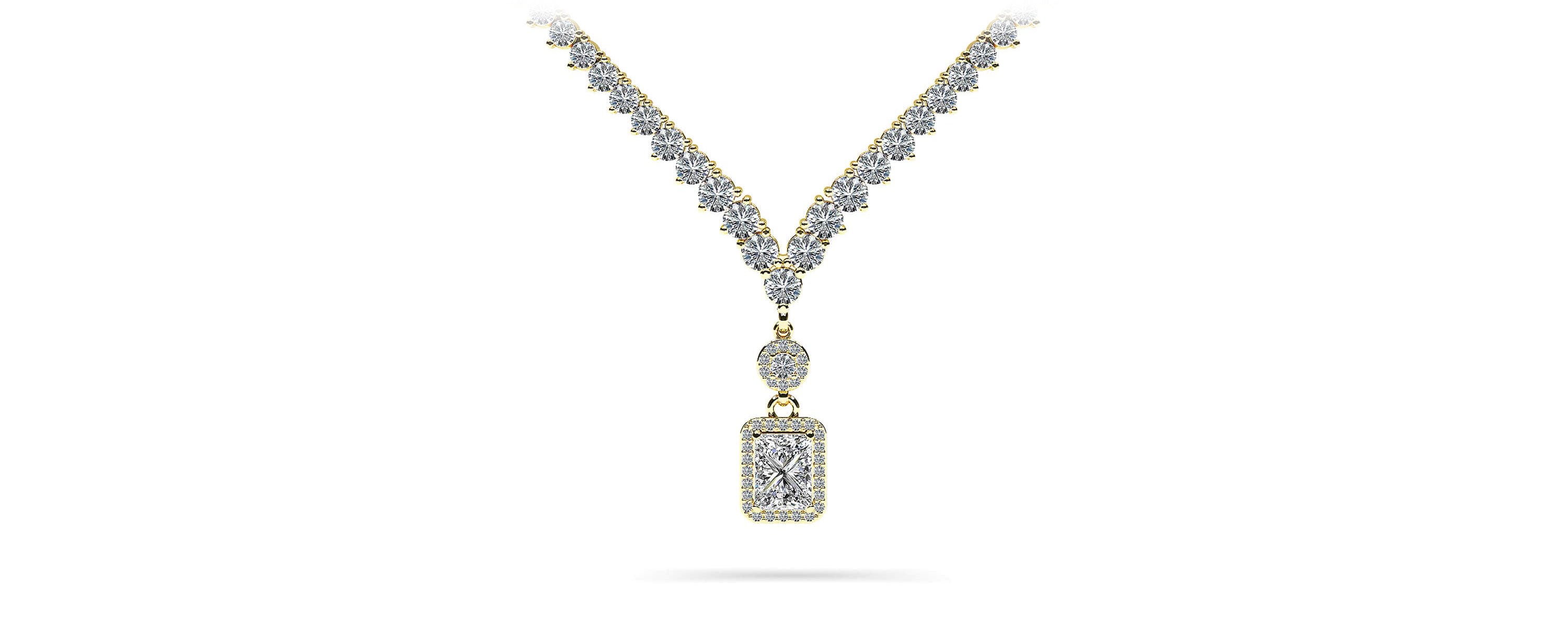 Love Spell Diamond Pendant 2 Row 3 Prong Necklace