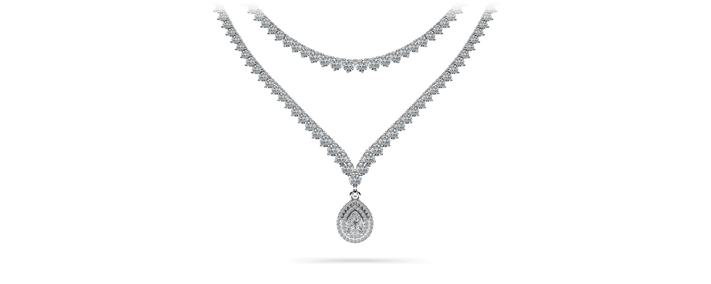 3 Prong Double Strand V Drop Diamond Necklace