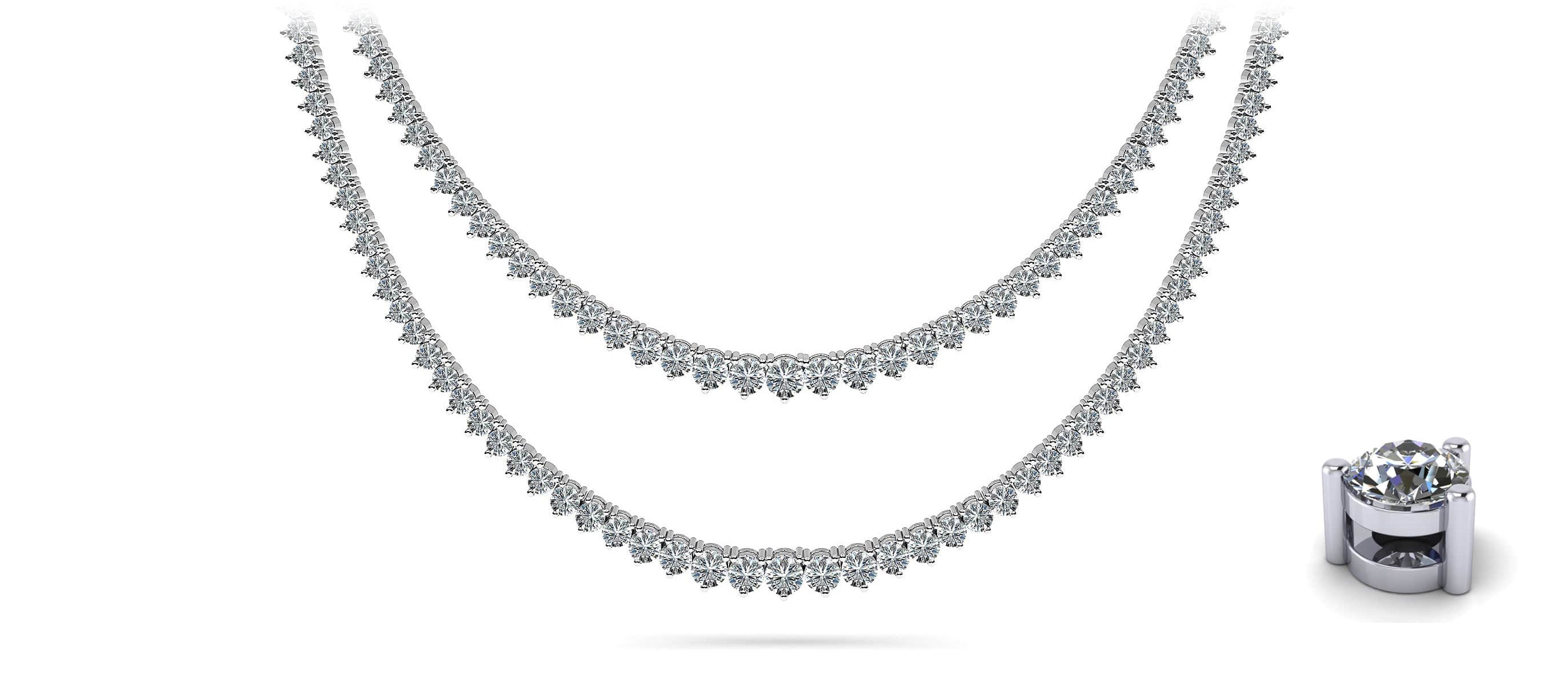 3 Prong Double Strand Graduated Diamond Necklace