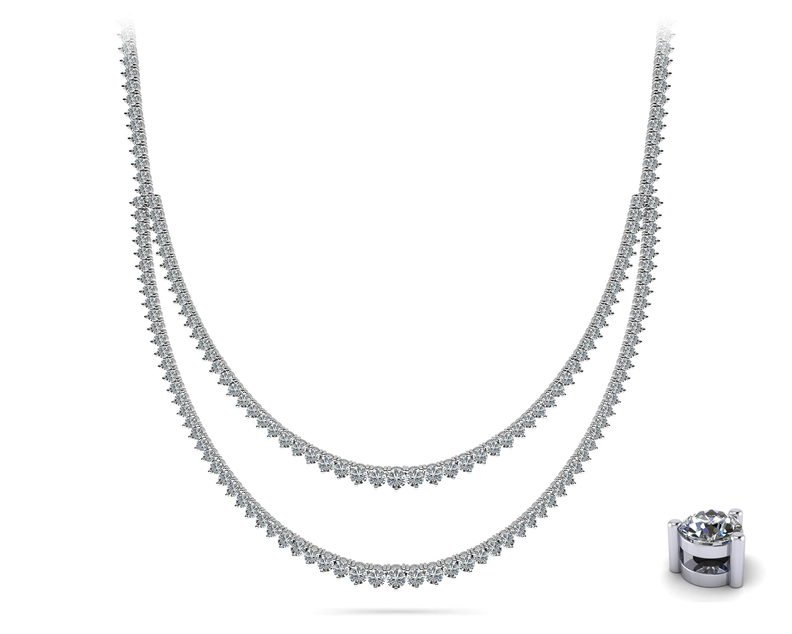 3 Prong Double Strand Graduated Diamond Necklace