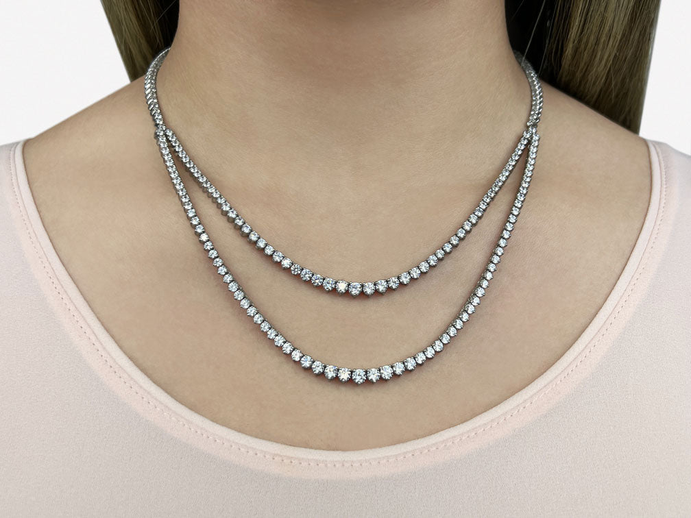 3 Prong Double Strand Graduated Diamond Necklace